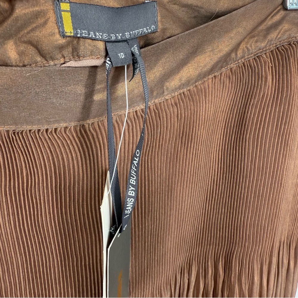 i jeans by Buffalo Accordion Pleated Copper Brown Mini Skirt Lined Size 10 - Picture 2 of 8